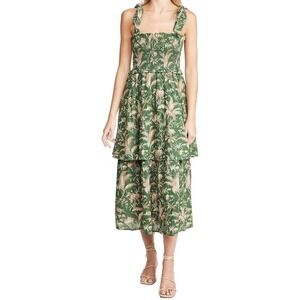 La Vie Rebecca Taylor Talita Smock Dress Green Floral Medium